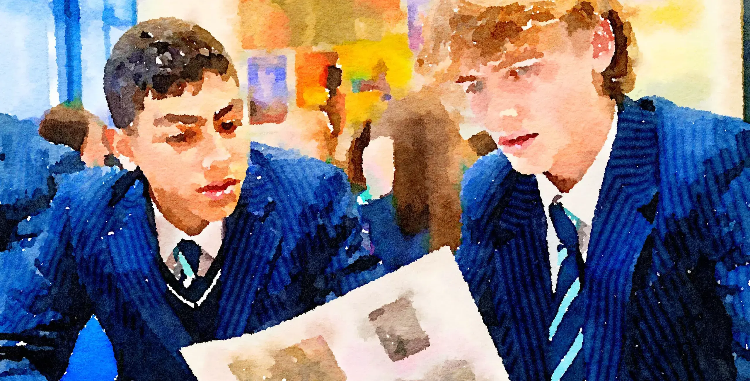 Two King’s Ely Senior students working together in class